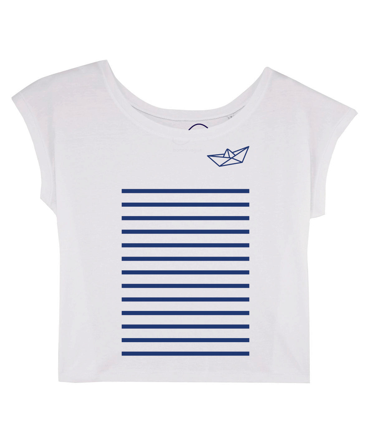 T-shirt Marinière Femme col bateau Bleu