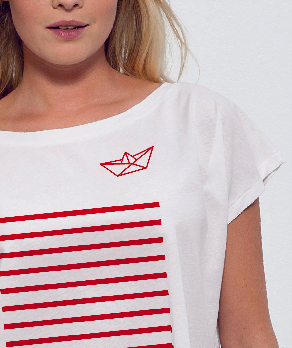 T-shirt Marinière col bateau rouge