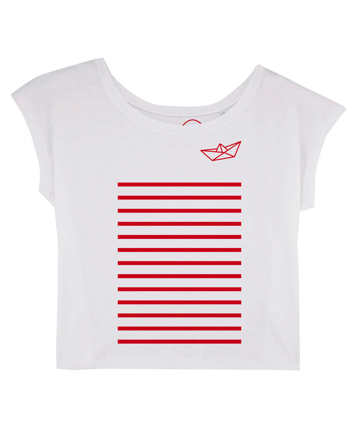 T-shirt Marinière Femme col bateau rouge