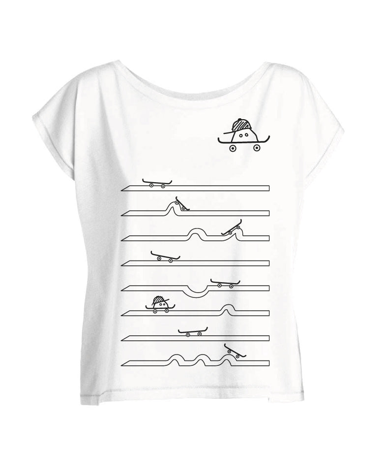 T-shirt SKATE Femme col bateau blanc