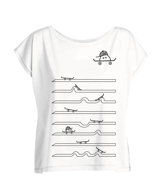 T-shirt SKATE Femme col bateau blanc