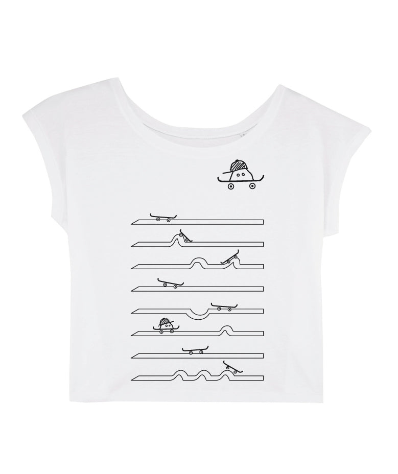 T-shirt SKATE Femme col bateau blanc