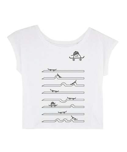 T-shirt SKATE Femme col bateau blanc