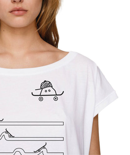 T-shirt SKATE Femme col bateau blanc