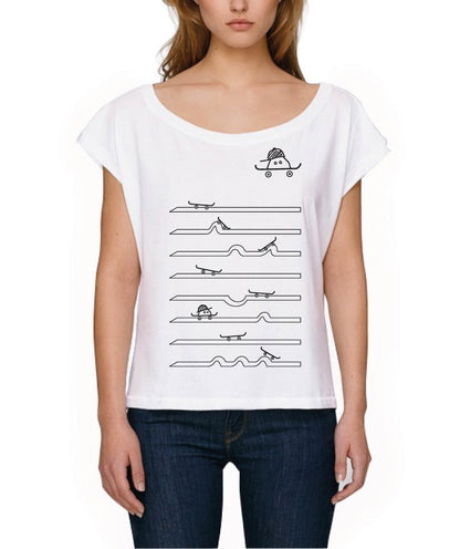 T-shirt SKATE Femme col bateau blanc