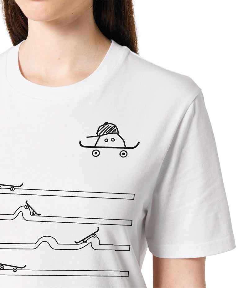 T-shirt SKATE lignes blanc coupe droite