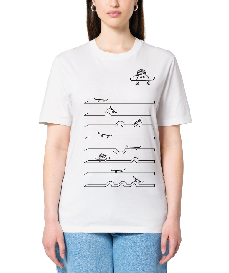 T-shirt SKATE lignes blanc coupe droite