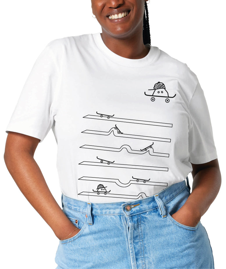 T-shirt SKATE lignes blanc coupe droite