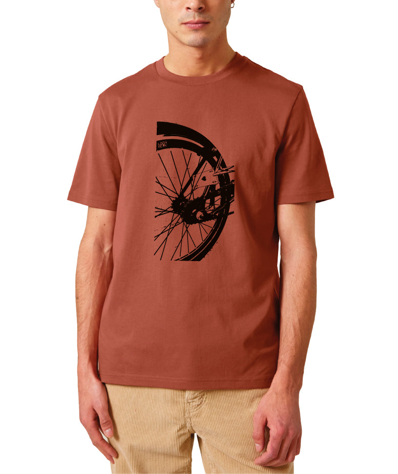 T-SHIRT Roue de vélo LOVE/VELO couleur terre rouge
