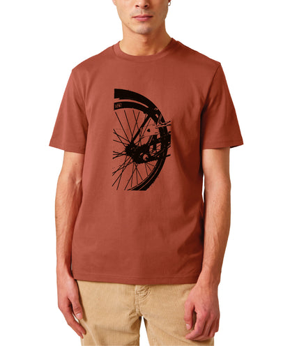 T-SHIRT Roue de vélo LOVE/VELO couleur terre rouge