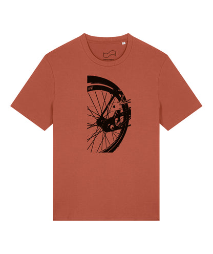 T-SHIRT Roue de vélo LOVE/VELO couleur terre rouge