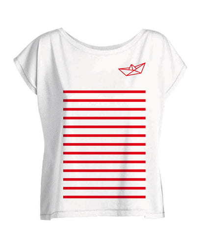 T-shirt Marinière col bateau rouge