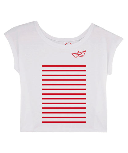 T-shirt Marinière col bateau rouge