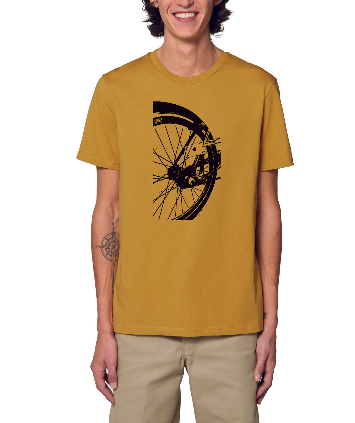 T-SHIRT Roue de vélo LOVE/VELO (ocre)